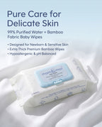 mom&moi Premium Bamboo Baby Wipes with 99% purified water and 100% bamboo fabric for delicate newborn and sensitive skin