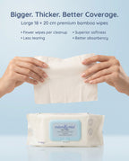 Extra thick 18 x 20 cm mom&moi Premium Bamboo Baby Wipes with 100% bamboo fabric
