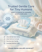 mom&moi Premium Bamboo Baby Wipes for everyday gentle care with ultra soft bamboo fabric for newborn and sensitive skin